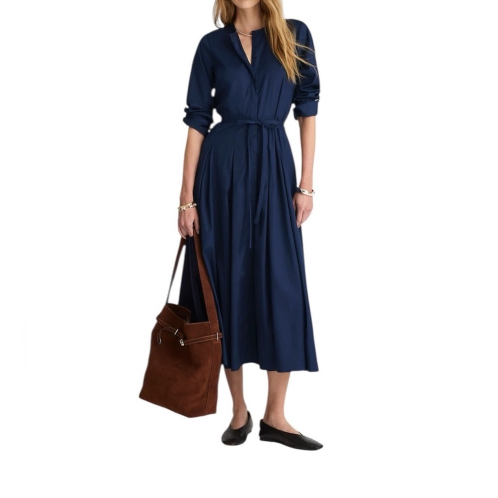 Madewell Tie-Waist Midi Shirtdress in Midnight Navy